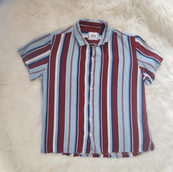 Mens Stripe Short Sleeve Button Up Shirt (Size M) - Picture 12 of 12